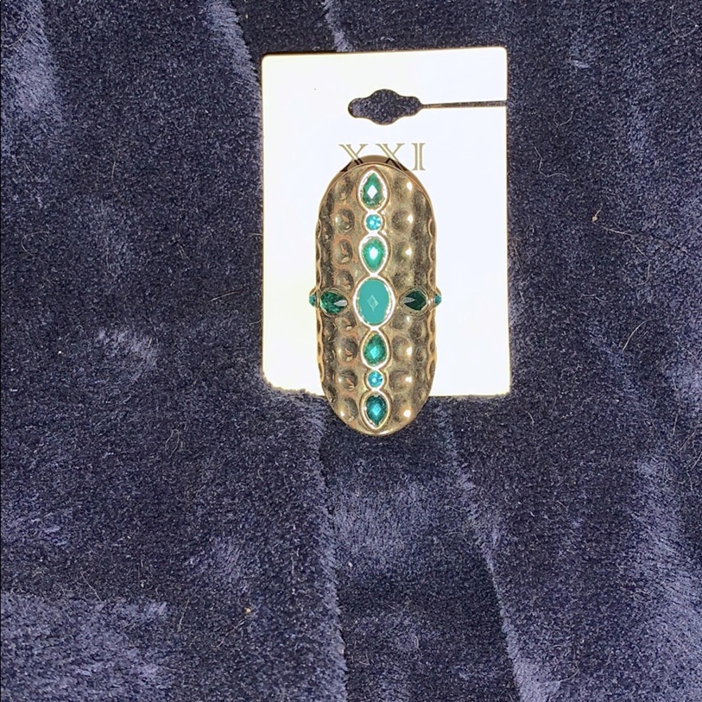 Gold ring with turquoise gems